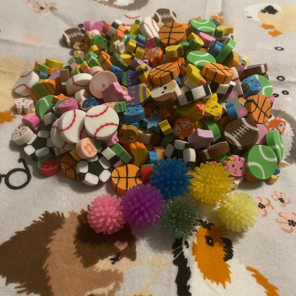Colorful Sports and Shapes Eraser Set Large & Small (Desk Pets)